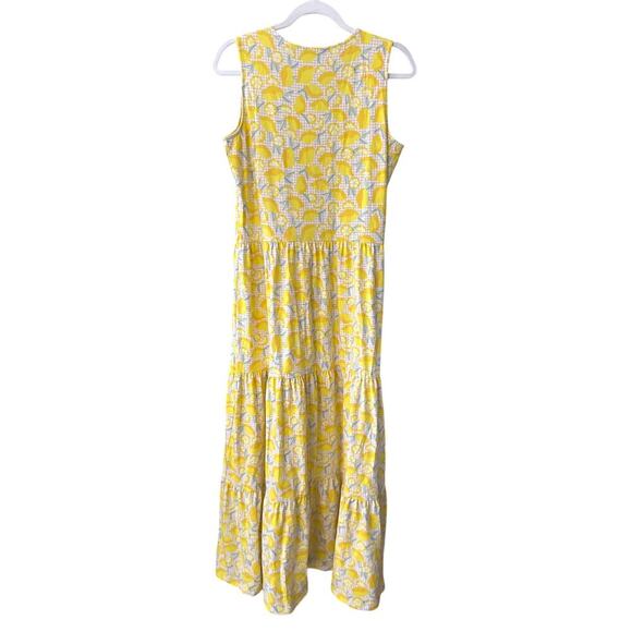 Lands' End Sleeveless Tiered Maxi Dress Small Tank Bright Yellow Lemon Print - Picture 3 of 8